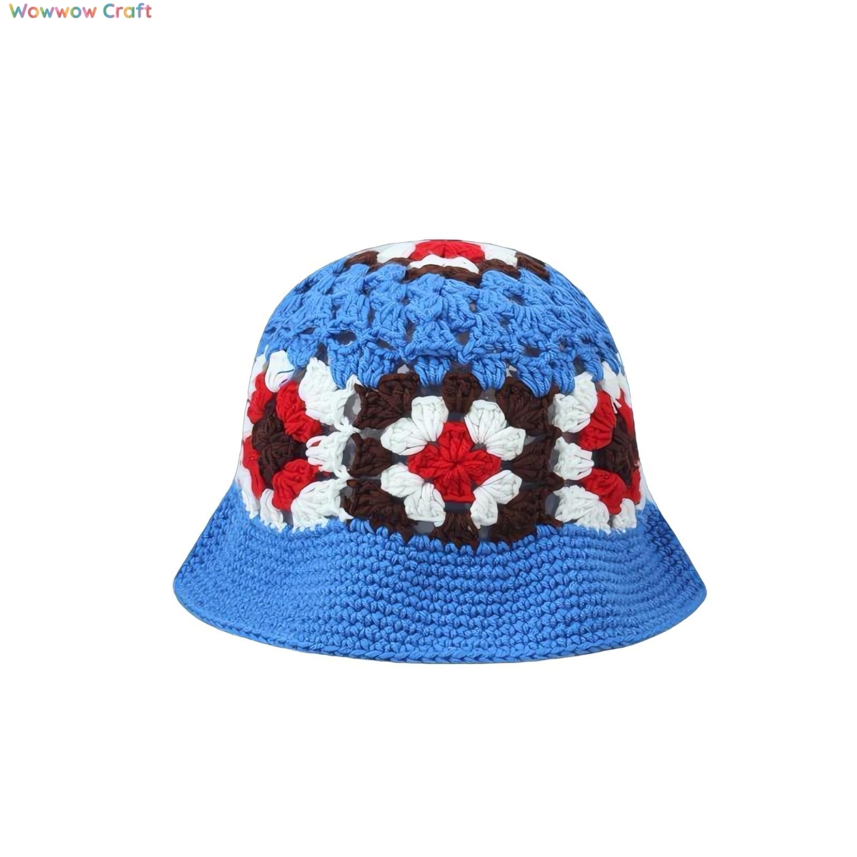 Crochet Hat,Handmade Flower Pattern Crocheted Bucket Hat - Crocheted hat